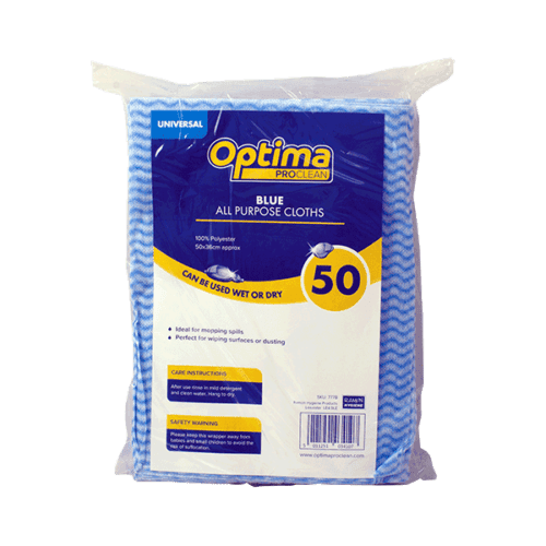 Optima Proclean Spunlace All Purpose Cloths BLUE 50x36CM X 50 Optima Proclean Spunlace All Purpose Cloths BLUE 50x36CM X 50