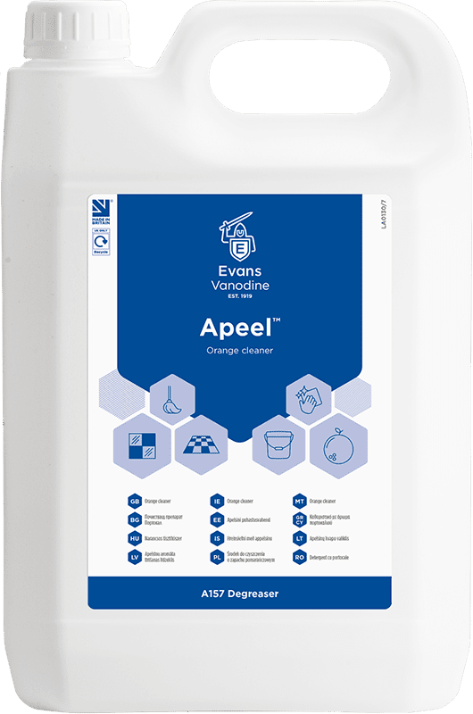 Evans Apeel ORANGE Neutral Hard Surface Cleaner 5LTR Evans Apeel ORANGE Neutral Hard Surface Cleaner 5LTR