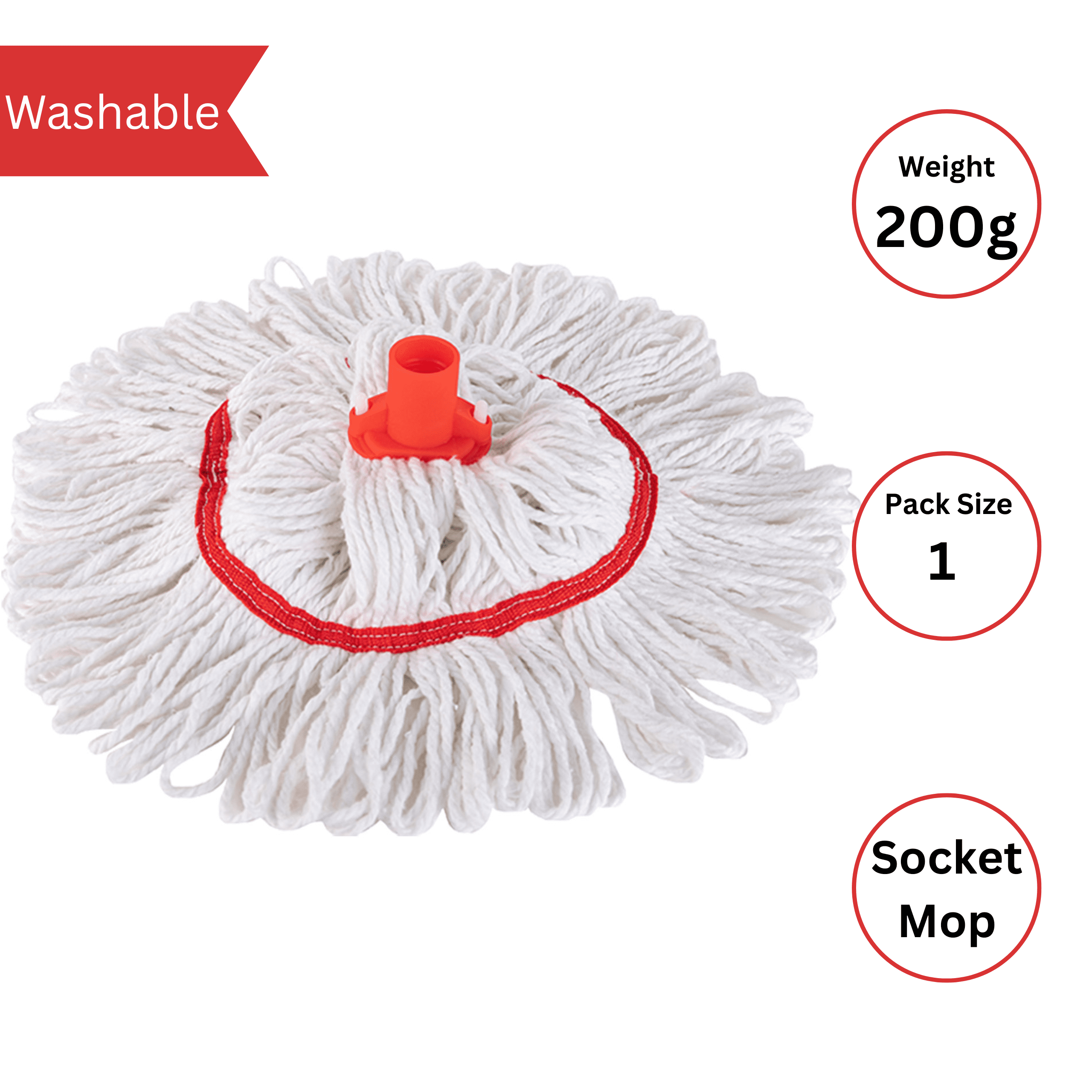 Hygiemix Socket Mop RED 200g Hygiemix Socket Mop RED 200g