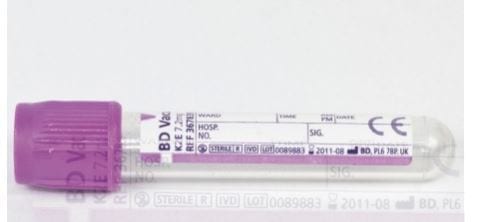 Vacutainer Blood Sample Tube Plastic K2 Lavender 4ml 1 X 100 Vacutainer Blood Sample Tube Plastic K2 Lavender 4ml 1 X 100