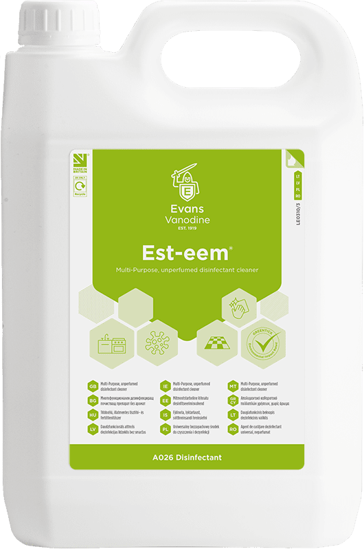 Evans Esteem Unperfumed Cleaner Sanitiser 5LTR Evans Esteem Unperfumed Cleaner Sanitiser 5LTR