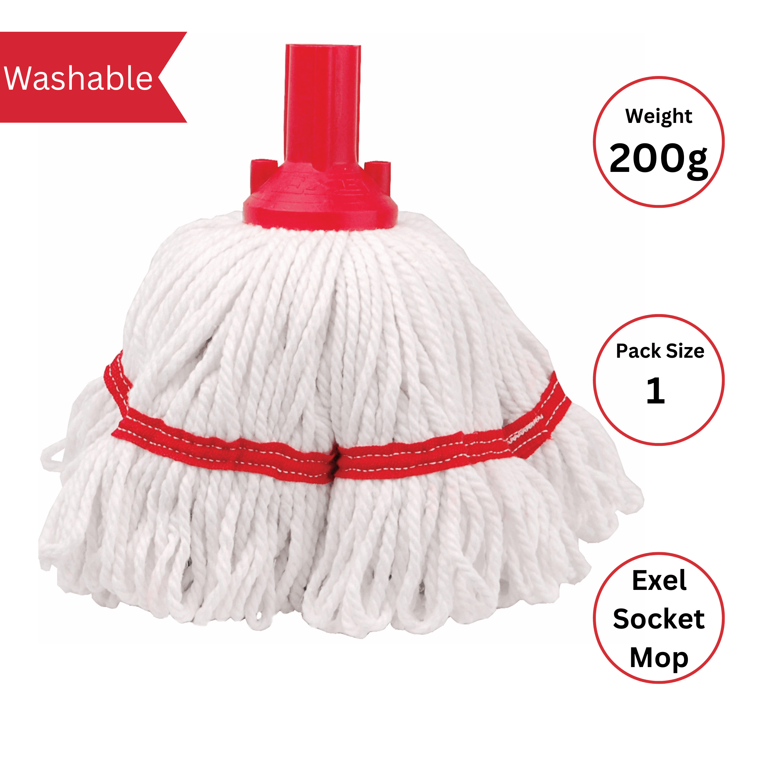 Exel Revolution Socket Mop RED Washable 200g Exel Revolution Socket Mop RED Washable 200g