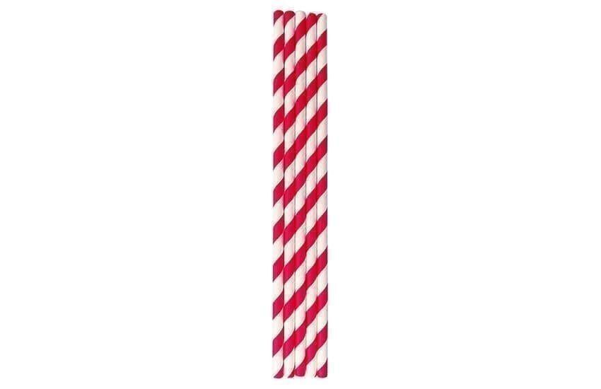 Paper Straws RED & WHITE 200x6MM x 250 Paper Straws RED & WHITE 200x6MM x 250
