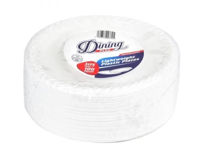 Dining Plus Plastic plates WHITE 7'' 100 X 8 Dining Plus Plastic plates WHITE 7'' 100 X 8
