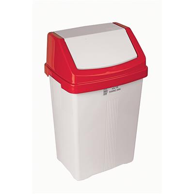 Swing Bin 50LTR White Bin RED Lid Swing Bin 50LTR White Bin RED Lid